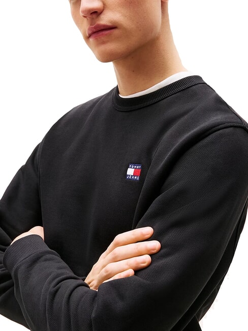 TH JEANS Sudadera de algod&oacute;n con cuello redondo negro - Sudaderas