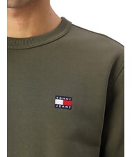 TOMMY HILFIGER TH JEANS Sudadera de algod&oacute;n con cuello redondo verde fatiga - Sudaderas - 3