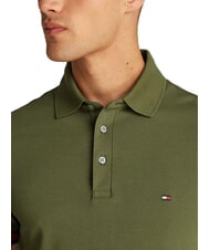 TOMMY HILFIGER TH Polo de manga corta con logo el&aacute;stico verde militar - camisa polo - 3