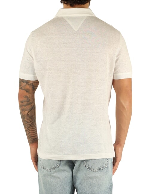TH Polo de lino de manga corta blanco - camisa polo