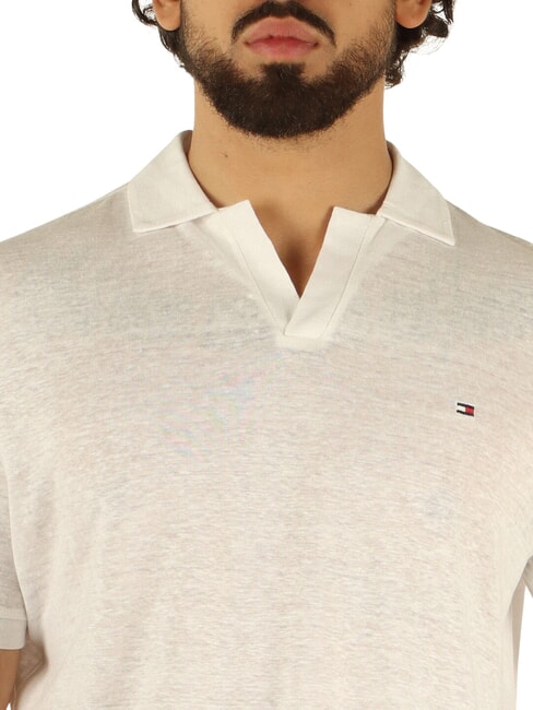 TH Polo de lino de manga corta blanco - camisa polo