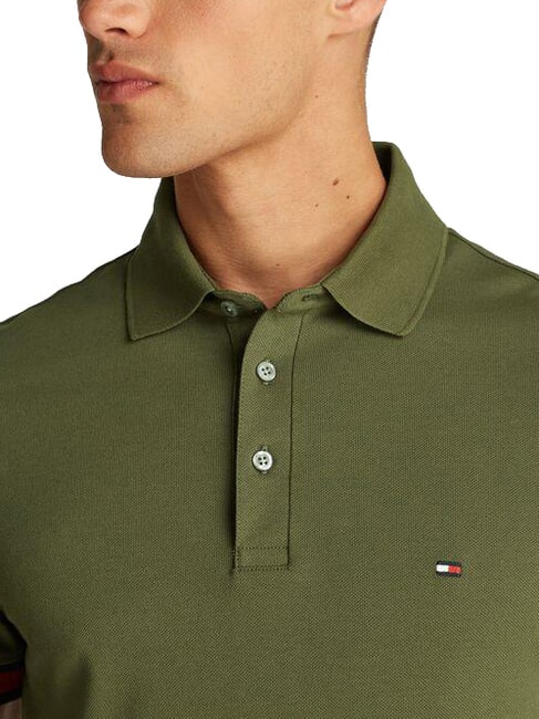 TH Polo de manga corta con logo el&aacute;stico verde militar - camisa polo
