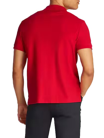 TH Polo de manga corta con bordado de monograma rojo medio - camisa polo
