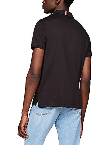 TH Polo de manga corta con cinta en el cuello negro - camisa polo