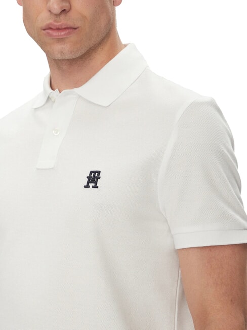 TH Polo de manga corta con bordado de monograma blanco - camisa polo