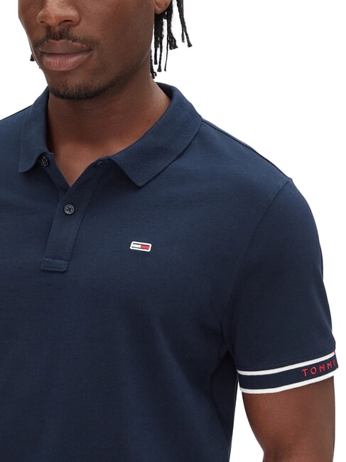 TH JEANS Polo el&aacute;stico de manga corta con logo Marina de noche oscura - camisa polo