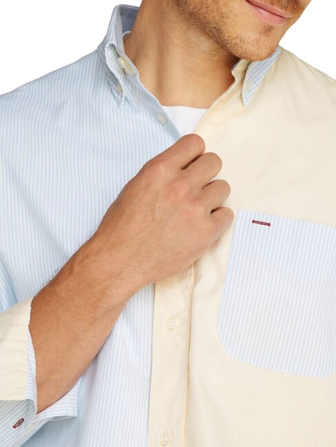 TH Camisa de manga larga con bloques de color azul ventoso - Camisas de hombre