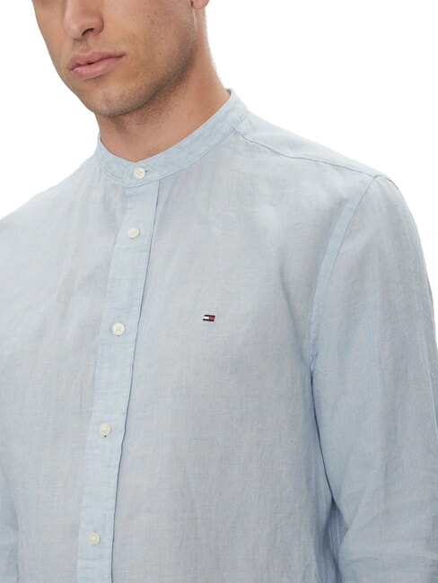 TH Camisa de cuello coreano de corte regular azul ventoso - Camisas de hombre