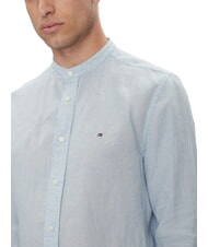 TOMMY HILFIGER TH Camisa de cuello coreano de corte regular azul ventoso - Camisas de hombre - 3