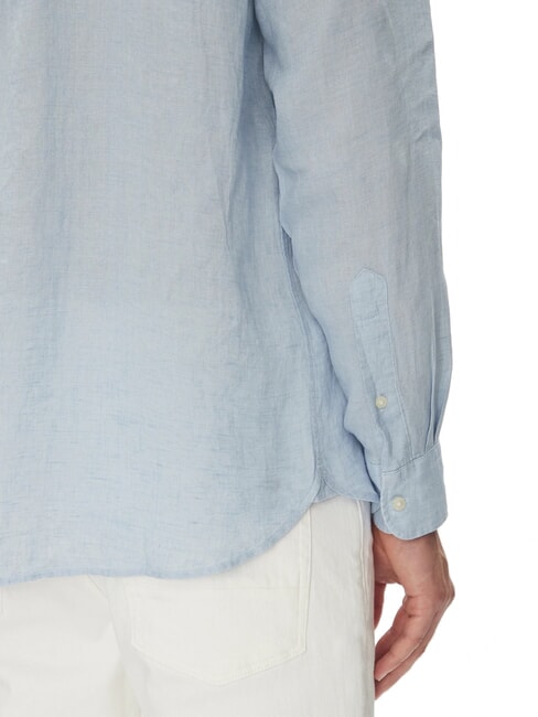 TH Camisa de cuello coreano de corte regular azul ventoso - Camisas de hombre