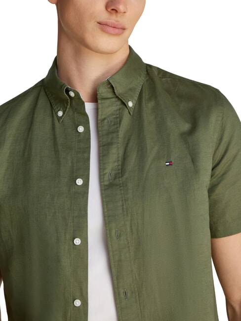 TH Camisa de manga corta con botones verde batalla - Camisas de hombre