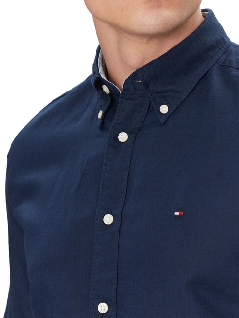 TH Camisa de manga corta con botones azul marino de carbono - Camisas de hombre
