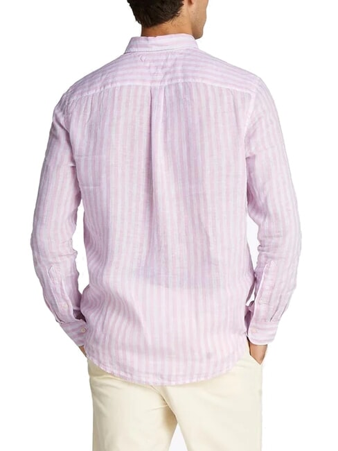 TH Camisa de lino a rayas de corte regular rosa cl&aacute;sico / rayas - Camisas de hombre