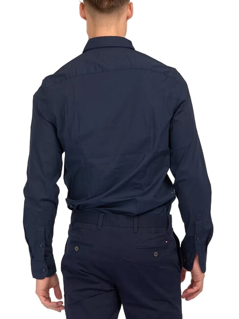 TH Camisa de algod&oacute;n el&aacute;stico de manga larga blazer azul marino - Camisas de hombre