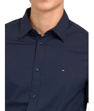 TOMMY HILFIGER TH Camisa de algod&oacute;n el&aacute;stico de manga larga blazer azul marino - Camisas de hombre - 3