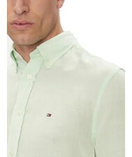 TOMMY HILFIGER TH Camisa de lino de manga larga de corte regular verde &oacute;palo - Camisas de hombre - 3