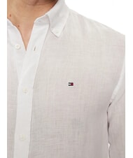 TOMMY HILFIGER TH Camisa de lino de manga larga de corte regular blanco &oacute;ptico - Camisas de hombre - 3
