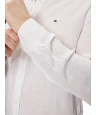 TOMMY HILFIGER TH Camisa de lino de manga larga de corte regular blanco &oacute;ptico - Camisas de hombre - 4