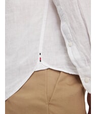 TOMMY HILFIGER TH Camisa de lino de manga larga de corte regular blanco &oacute;ptico - Camisas de hombre - 5