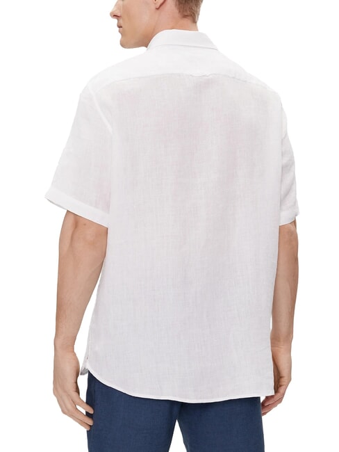 TH Camisa de lino de manga corta de corte regular blanco &oacute;ptico - Camisas de hombre