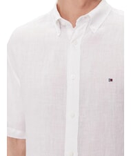 TOMMY HILFIGER TH Camisa de lino de manga corta de corte regular blanco &oacute;ptico - Camisas de hombre - 3