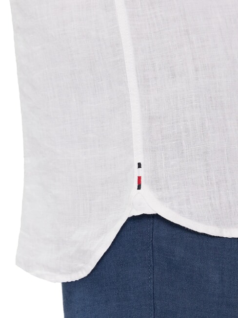 TH Camisa de lino de manga corta de corte regular blanco &oacute;ptico - Camisas de hombre