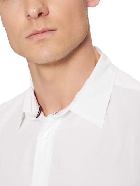 TH Camisa de algod&oacute;n de manga larga blanco &oacute;ptico - Camisas de hombre