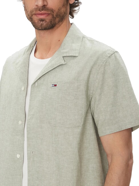 TH JEANS Camisa de lino y algod&oacute;n de manga corta Aruba Verde - Camisas de hombre