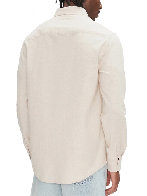 TH JEANS Camisa de mezcla de lino de manga larga bronceado reliquia - Camisas de hombre