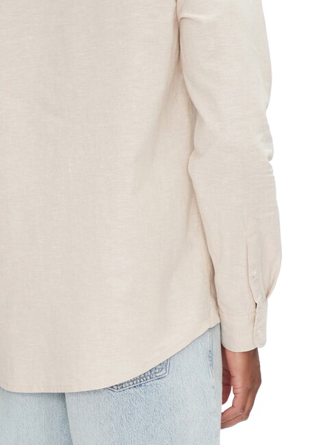 TH JEANS Camisa de mezcla de lino de manga larga bronceado reliquia - Camisas de hombre