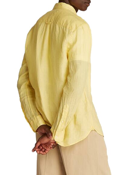 TH Camisa de lino de manga larga de corte regular limoncillo - Camisas de hombre