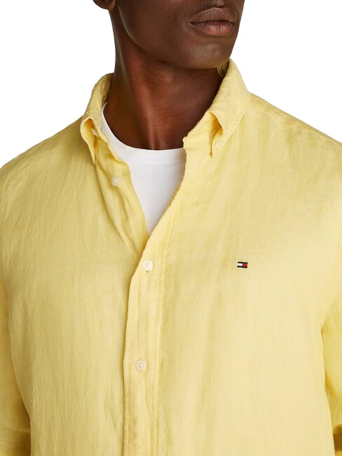 TH Camisa de lino de manga larga de corte regular limoncillo - Camisas de hombre