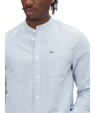 TOMMY HILFIGER TH JEANS Camisa de cuello mandar&iacute;n en mezcla de lino Azul Colorado - Camisas de hombre - 3