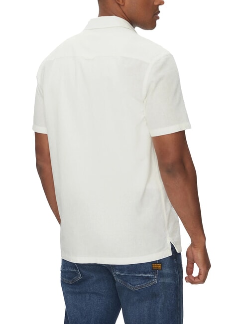 TH JEANS Camisa de lino y algod&oacute;n de manga corta crudo - Camisas de hombre