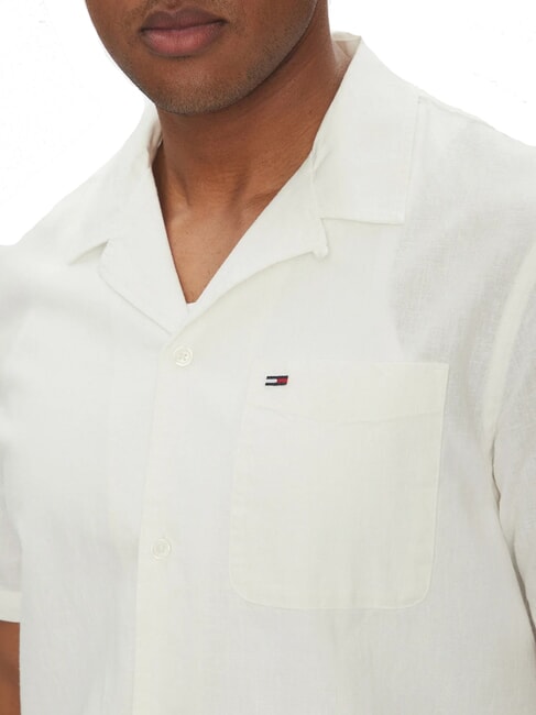 TH JEANS Camisa de lino y algod&oacute;n de manga corta crudo - Camisas de hombre