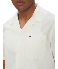 TOMMY HILFIGER TH JEANS Camisa de lino y algod&oacute;n de manga corta crudo - Camisas de hombre - 3