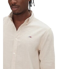 TOMMY HILFIGER TH JEANS Camisa de mezcla de lino de manga larga bronceado reliquia - Camisas de hombre - 3