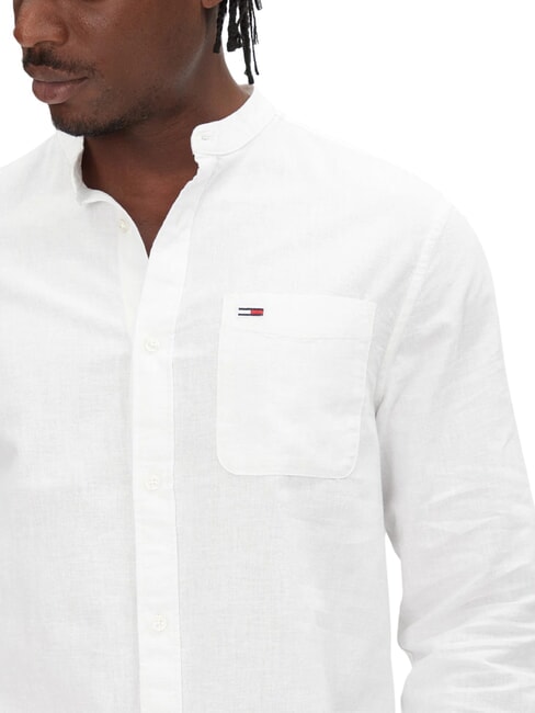 TH JEANS Camisa de cuello mandar&iacute;n en mezcla de lino crudo - Camisas de hombre