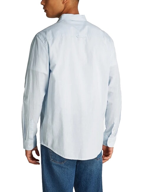 TH JEANS Camisa de mezcla de lino de manga larga dulce azul - Camisas de hombre