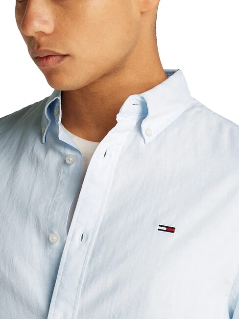 TH JEANS Camisa de mezcla de lino de manga larga dulce azul - Camisas de hombre