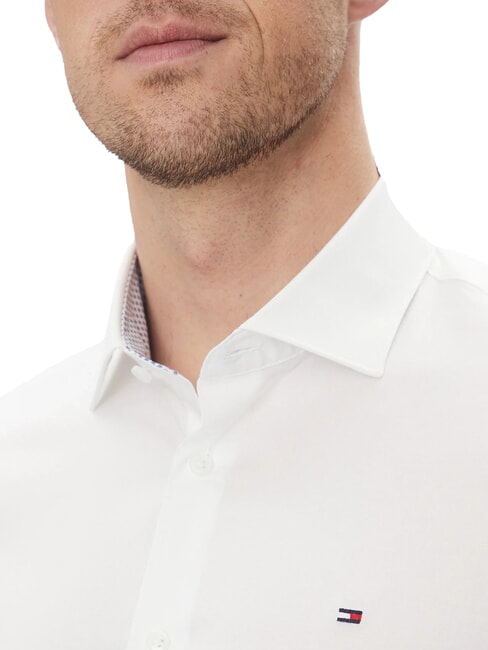 TH Camisa de algod&oacute;n el&aacute;stico de manga larga blanco &oacute;ptico - Camisas de hombre