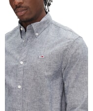 TOMMY HILFIGER TH JEANS Camisa de mezcla de lino de manga larga Marina de noche oscura - Camisas de hombre - 3