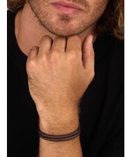 SECTOR BANDY Pulsera de cuero trenzado para hombre marr&oacute;n - Pulseras de hombre - 2