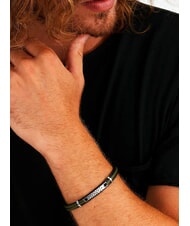 SECTOR BANDY Pulsera de cuero y acero para hombre verde - Pulseras de hombre - 2