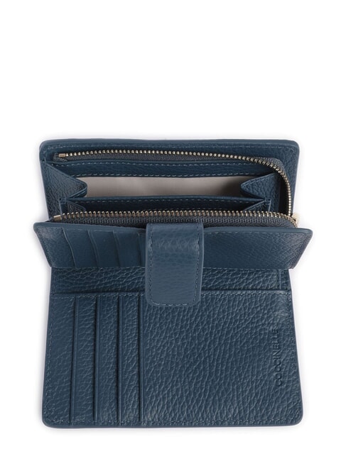 METALLIC SOFT Cartera en piel texturizada azul profundo - Carteras Mujer