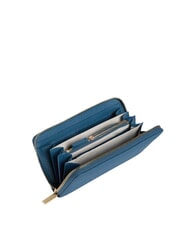 COCCINELLE METALLIC SOFT Cartera de piel texturizada con cremallera azul profundo - Carteras Mujer - 2