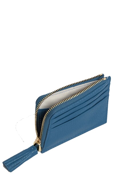 TASSEL Tarjetero con cremallera en piel martillada azul profundo - Carteras Mujer
