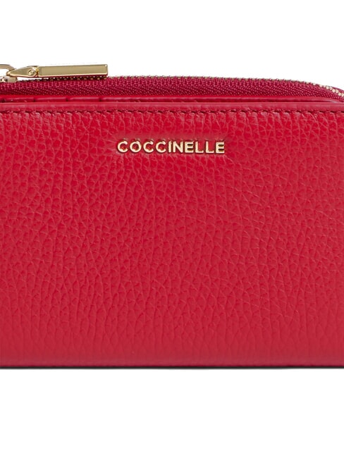 METALLIC SOFT Cartera peque&ntilde;a de piel escarlata - Carteras Mujer