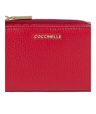 COCCINELLE METALLIC SOFT Cartera peque&ntilde;a de piel escarlata - Carteras Mujer - 3