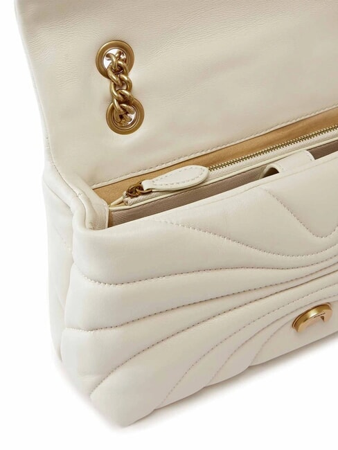 LOVE PUFF CLASSIC Bolso bandolera en piel de napa blanco seda-oro antiguo - Bolsos Mujer